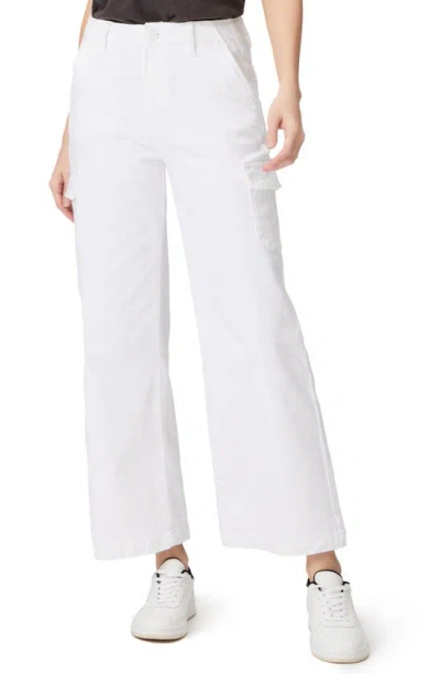 Paige Carly High Waist Ankle Wide Leg Cargo Pants In Crisp White