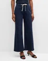 Paige Ari Drawstring Wide Leg Pants In Vintage Navy Seascape