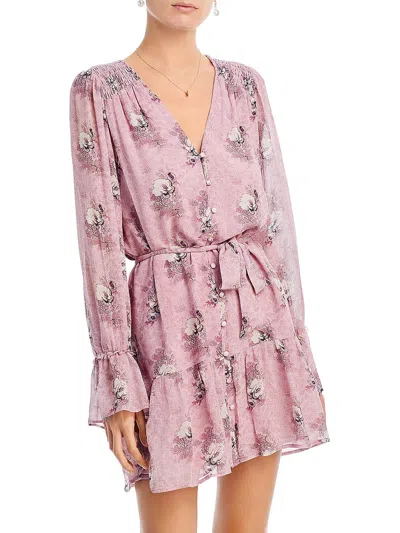 Paige Carmela Womens Floral Rayon Midi Dress In Pink