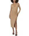 Paige Womens Deep Camel Carmen Wrap-front Woven-blend Midi Dress
