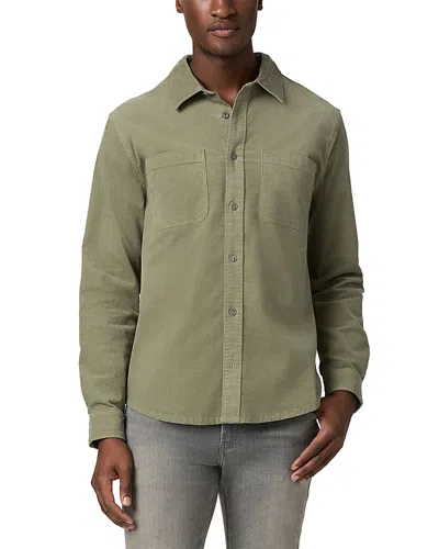 Paige Carmody Cotton Blend Micro Cord Pocket Shirt In Green