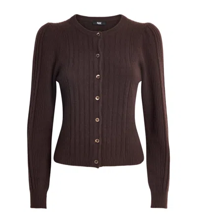 Paige Cashmere Ribbed Allessandro Cardigan In Brown