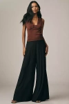 Paige Cecil Pleated High-rise Wide-leg Pants In Black
