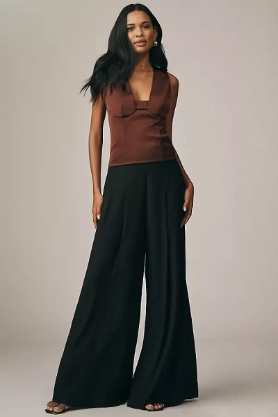 Paige Cecil Pleated High-rise Wide-leg Pants In Black
