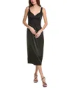 Paige Centhia Satin Midi Dress In Black