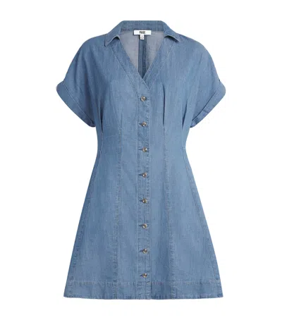 Paige Chambray Lana Mini Dress In Blue
