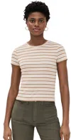 Paige Chantrelle Striped Ribbed-knit T-shirt In Ivory/biscotti