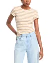 Paige Chantrelle Striped Ribbed-knit T-shirt In White/biscotti