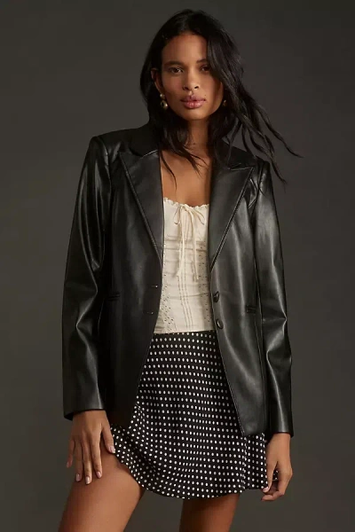 Paige Charli Faux Leather Blazer Jacket In Black