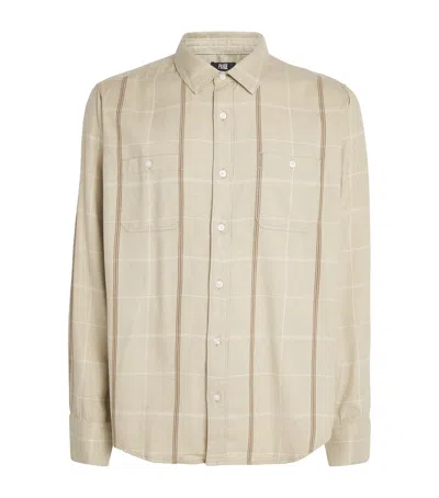 Paige Check Everett Shirt In Beige