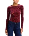 Paige Chelle Burnout Velvet Top In Rosetea