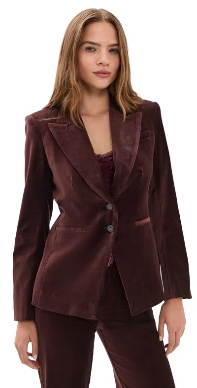 Paige Womens Chelsee Single-breasted Stretch-cotton Blazer Burgundy In Brown
