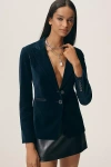Paige Chelsee Velvet Blazer Jacket In Blue