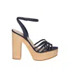 Paige Chelsey Denim Ankle-strap Platform Sandals In Multi