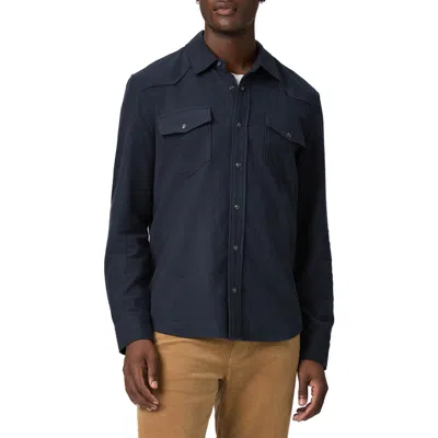 Paige Chenoga Cotton Snap-up Shirt In Blue