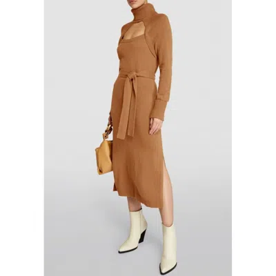 Paige Cherise Cutout Sweater Midi Dress In Toffee In Beige