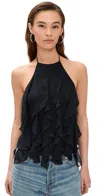 Paige Ciao Ruffle Halter Top In Black
