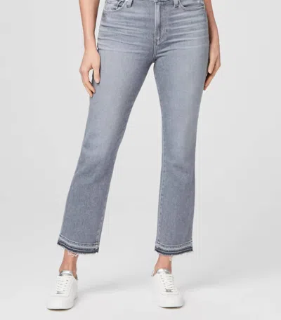 Paige Cindy Crop High Rise Straight Jean In Faded Pavement In Grey