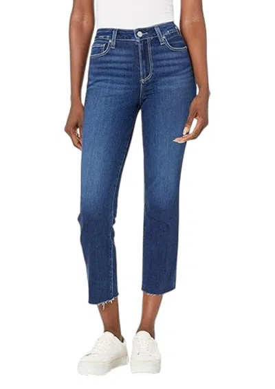 Paige Cindy Crop Raw Hem Jean In Beaming Moon Distressed In Blue