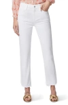 Paige Cindy Frayed High Waist Ankle Straight Leg Jeans In White