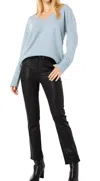 Paige Cindy High Rise Straight Leg Luxe Coated Denim Jean In Black Fog In Black