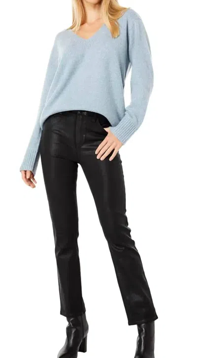 Paige Cindy High Rise Straight Leg Luxe Coated Denim Jean In Black Fog