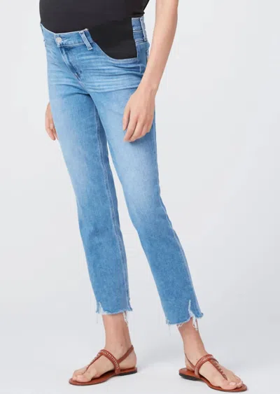 Paige Cindy-mel Maternity Destroyed Hem Jean In Medium Wash In Blue