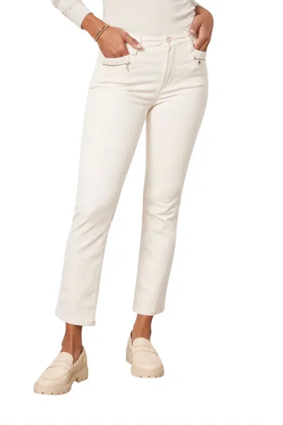Paige Cindy Pant With Modern Zip Pocket In Ecru In White