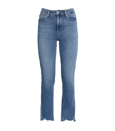 Paige Cindy Raw Hem Straight Jeans In Blue