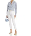 Paige Cindy Straight Leg Noise With Grand Hem Jean In White In White
