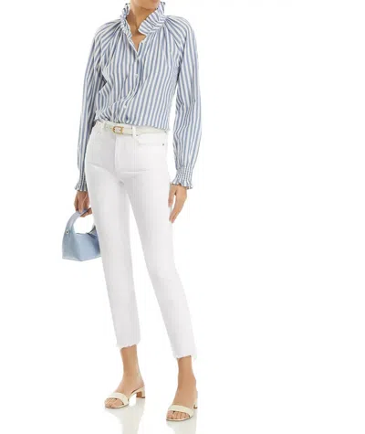 Paige Cindy Straight Leg Noise With Grand Hem Jean In White