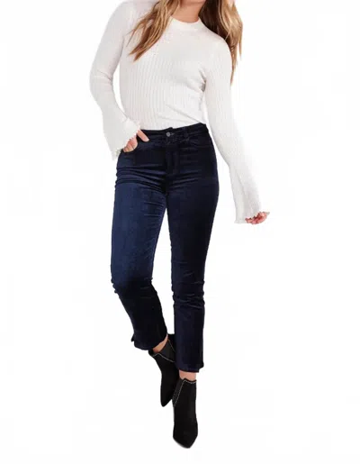 Paige Cindy Velvet Trousers In Deep Navy In Blue