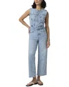 Paige Cirie Sleeveless Ankle Denim Jumpsuit In Blue