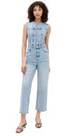 Paige Cirie Sleeveless Ankle Denim Jumpsuit In Mezza