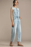 Paige Cirie Sleeveless Ankle Denim Jumpsuit In Blue