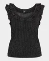 Paige Clareen Sparkly Ruffle Tank Top In Black