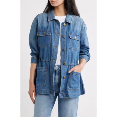 Paige Clarke Cotton Blend Denim Button Front Jacket In Blue