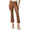 Paige Claudine Faux Leather Flare Leg Ankle Pants In Brown
