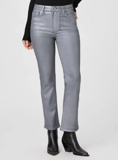 Paige Claudine Flare Jean In Silver Shimmer Luxe Coating In Gray