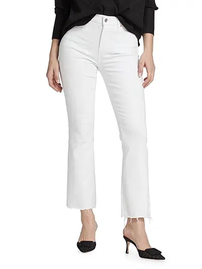 Paige Claudine Flared Ankle-crop Jeans In White
