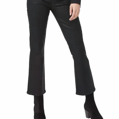 Paige Claudine Front Zip Flare Jeans In Black Coated Denim