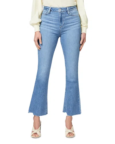 Paige Claudine High Rise Ankle Flare Jeans In Darling Hem In Blue