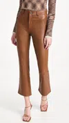PAIGE CLAUDINE HIGH RISE STRAIGHT LEG ANKLE JEAN IN COGNAC LUXE COATING