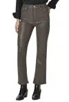 PAIGE CLAUDINE LUXE COATING PANT IN DARK TAUPE/SILVER