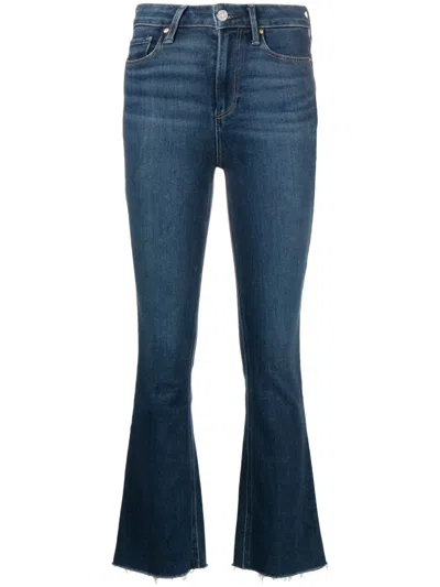Paige Claudine Raw Cut-hem Jeans In Blue