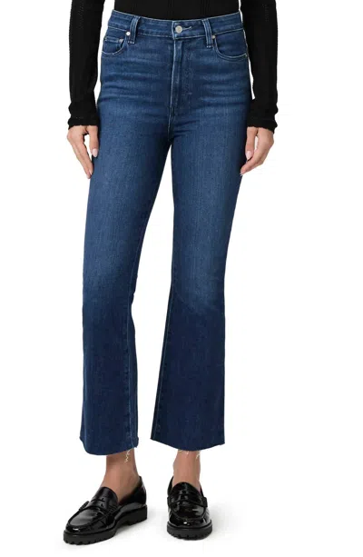 PAIGE CLAUDINE RAW HEM HIGH WAIST ANKLE FLARE JEANS IN SAIL AWAY