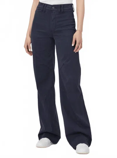Paige Clean Front Sasha High Waist Pants In Navy Seascape In Blue