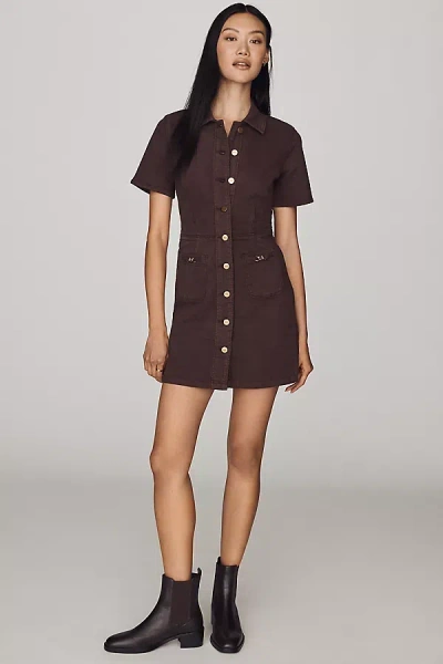 Paige Clementine Denim Mini Dress In Brown