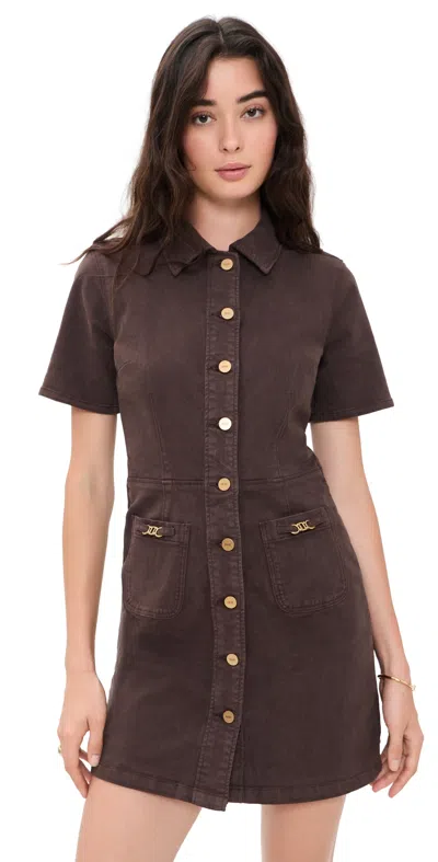 Paige Womens Clementine Button-through Denim Mini Dress Rich Chocolate In Brown