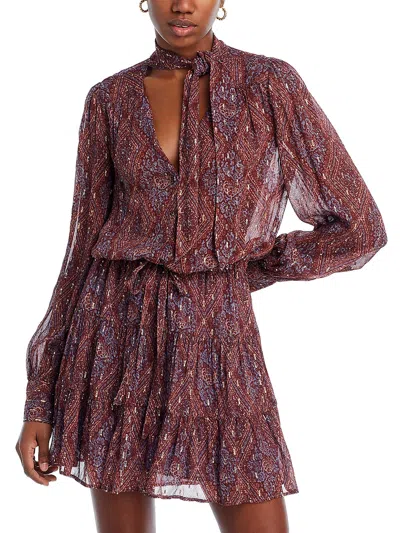 Paige Cleobelle Womens Chiffon Metallic Mini Dress In Multi